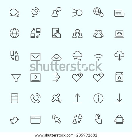 Web icon set, simple and thin line design