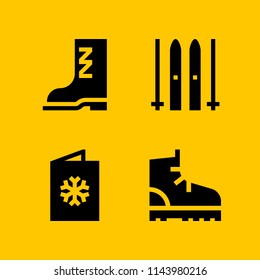 web icon set with ski, boot and christmas card vector icons for web and graphic design