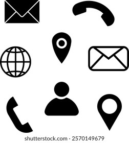 Web icon set, social media contact vector outlined icon symbol