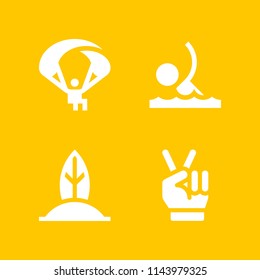 web icon set with swimming, parachuting and victory vector icons for web and graphic design