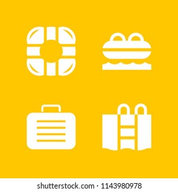 web icon set with swimming pool, suitcase and lifeboat vector icons for web and graphic design
