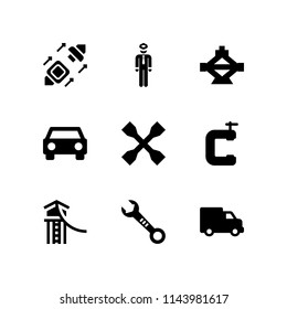 web icon set with truck, zip lane and seatbelt vector icons for web and graphic design