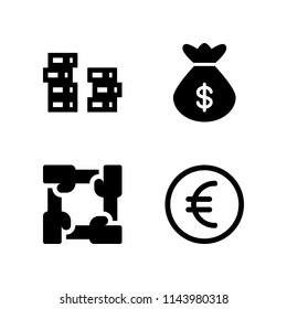 web icon set with unity, coins and money bag vector icons for web and graphic design
