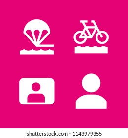 web icon set with user, parachute and bike vector icons for web and graphic design