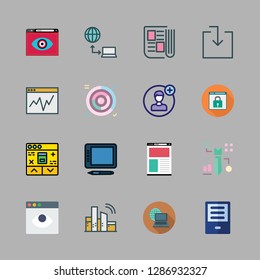 web icon set. vector set about wifi, internet, laptop and download icons set.