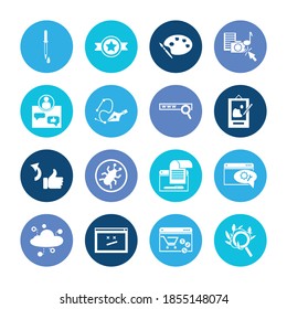 Web icon set and vector art with blog commenting, poster design and cloud computing. Nib related web icon vector for web UI logo design.