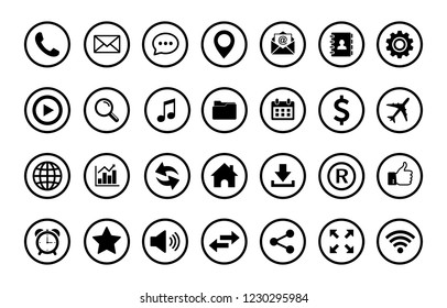   Web icon set vector, Contact us icons. for web computer and mobile