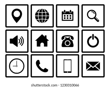   Web icon set vector, Contact us icons. for web computer and mobile