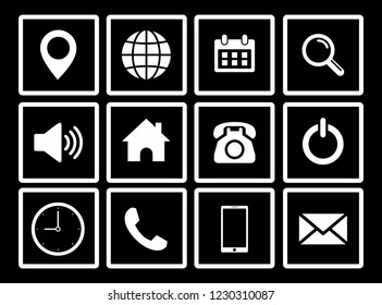   Web icon set vector, Contact us icons. for web computer and mobile