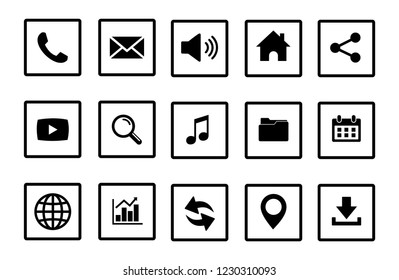   Web icon set vector, Contact us icons. for web computer and mobile