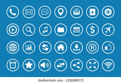  Web icon set vector, Contact us icons. for web computer and mobile