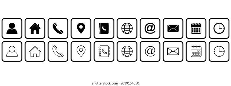 web icon set, web vector set, contact us icon set, for computer and mobile	