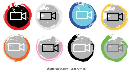 Web icon set, vector design element gunge style circle sign