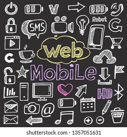 Web icon set vector sketch-3