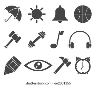 Web icon set, vector symbol in outline flat style isolated on white background.