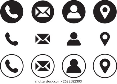 Web icon set. Website set icon vector. for computer and mobile. Business card icons. Contact us line icons. Communication information icon symbol, sign . Editable stroke. Vector illustration