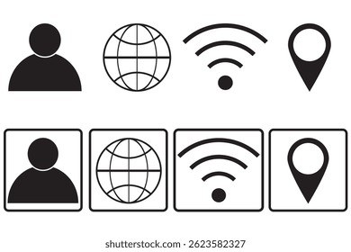 Web icon set. Website set icon vector. for computer and mobile. Business card icons. Contact us line icons. Communication information icon symbol, sign . Editable stroke. Vector illustration