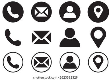 Web icon set. Website set icon vector. for computer and mobile. Business card icons. Contact us line icons. Communication information icon symbol, sign . Editable stroke. Vector illustration