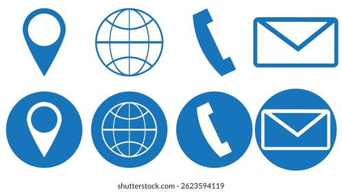 Web icon set. Website set icon vector. for computer and mobile. Business card icons. Contact us line icons. Communication information icon symbol, sign . Editable stroke. Vector illustration