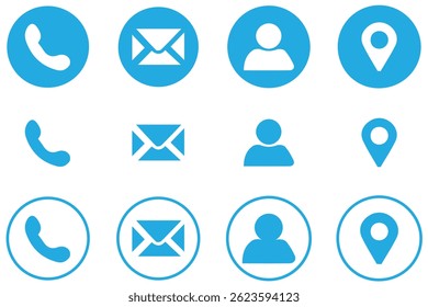 Web icon set. Website set icon vector. for computer and mobile. Business card icons. Contact us line icons. Communication information icon symbol, sign . Editable stroke. Vector illustration