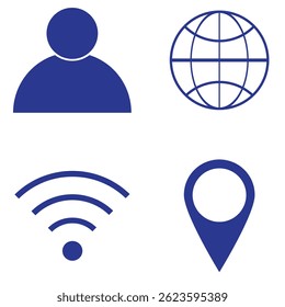 Web icon set. Website set icon vector. for computer and mobile. Business card icons. Contact us line icons. Communication information icon symbol, sign . Editable stroke. Vector illustration