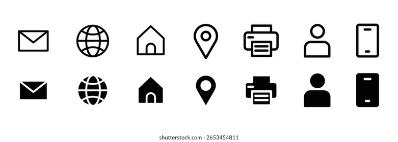 web icon set. website icon vector symbol for contact us. Contact and web icons set