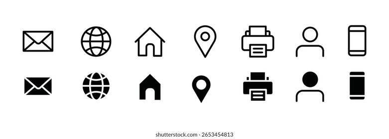 web icon set. website icon vector symbol for contact us. Contact and web icons set