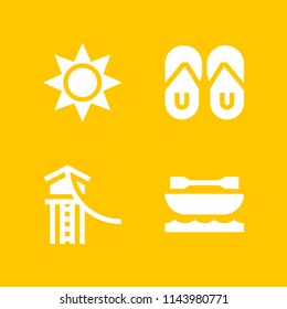 web icon set with zip lane, flip flop and sun vector icons for web and graphic design