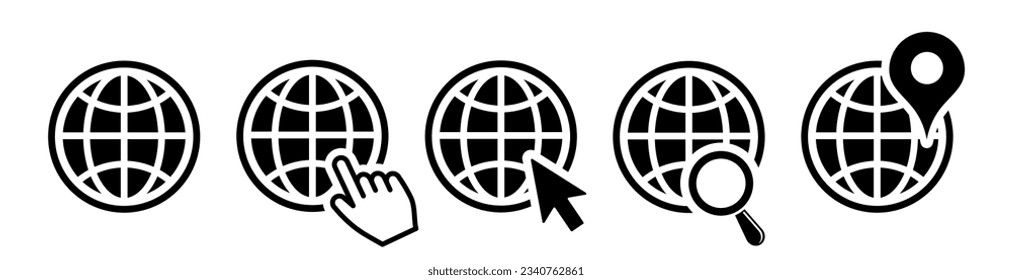 Web icon set.Internet icon set.Web click icons .Web icons search. Global icons.Globe with location icon.