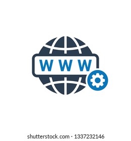Web icon with settings sign. Web icon and customize, setup, manage, process symbol. Vector illustration