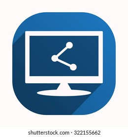 web icon share. icon. vector design, blue button for Mobile Applications