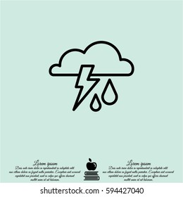 Web icon. Storm. Cloud, lightning and rain