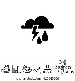 Web icon. Storm. Cloud, lightning and rain
