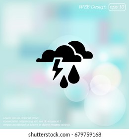 Web icon. Storm. Cloud, lightning and rain