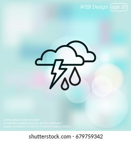 Web icon. Storm. Cloud, lightning and rain