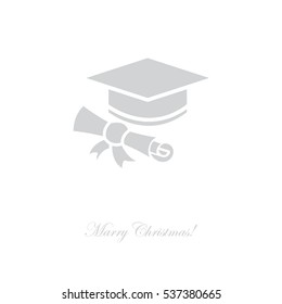 Web icon. Student cap with diploma, education icon
