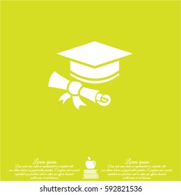 Web icon. Student cap with diploma, education icon