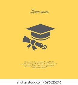 Web icon. Student cap with diploma, education icon