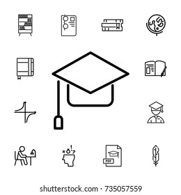 Web icon. Student cap on the white background. set of education icons
