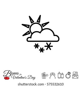 Web icon. Sun, clouds and snow