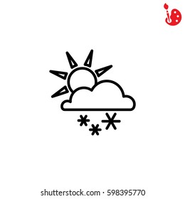 Web icon. Sun, clouds and snow