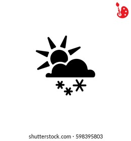Web icon. Sun, clouds and snow