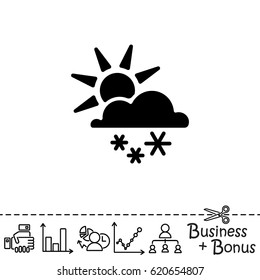 Web icon. Sun, clouds and snow