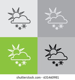 Web icon. Sun, clouds and snow
