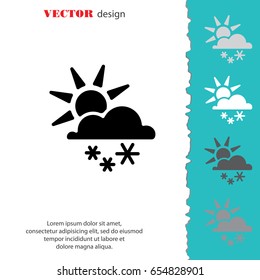 Web icon. Sun, clouds and snow