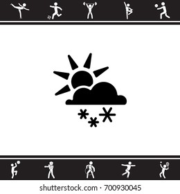 Web icon. Sun, clouds and snow