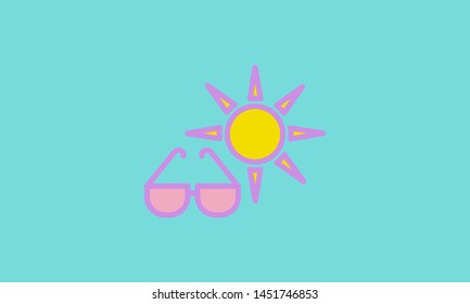 Web icon. Sun and glasses