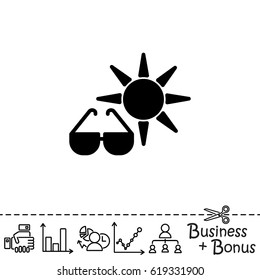 Web icon. Sun and glasses