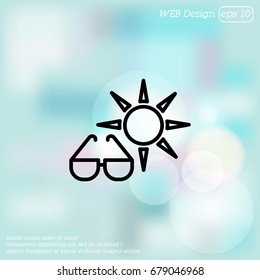 Web icon. Sun and glasses