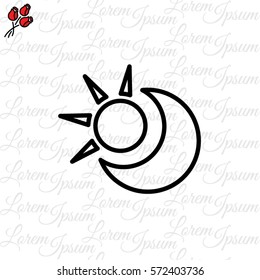 Web icon. Sun and moon (crescent)